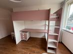 Roze/Witte Hoogslaper met Bureau, Kinderen en Baby's, Kinderkamer | Stapelbedden en Hoogslapers, Ophalen, Zo goed als nieuw, Hoogslaper