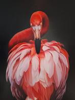 Flamingo schilderij in zwarte baklijst, Verzenden