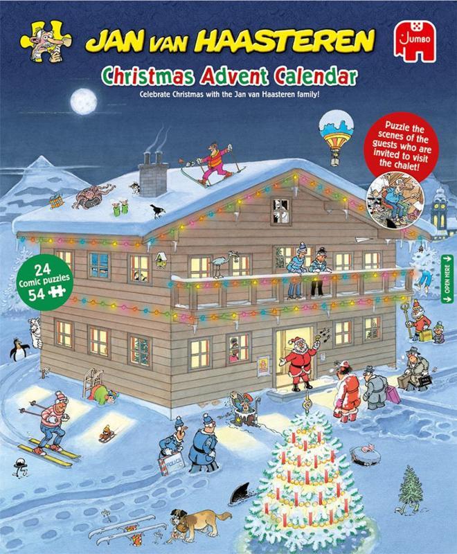 Jan van Haasteren -Adventkalender 2025 - 24x54 stukjes, Hobby en Vrije tijd, Denksport en Puzzels, Nieuw, Legpuzzel, 500 t/m 1500 stukjes