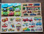 4 houten puzzels voertuigen, Ophalen, 2 tot 4 jaar, Gebruikt, Van hout