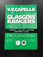 ⚽ Programma oefenduel vv Capelle - Glasgow rangers 2001 ⚽, Boek of Tijdschrift, Ophalen of Verzenden