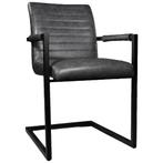 6 stuks industriele eetkamerstoelen, Huis en Inrichting, Stoelen, Ophalen, Gebruikt, Leer, Grijs