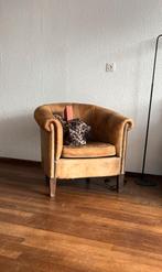 Mid Century Dutch Leren Fauteuil - sheepskin tub chair, Ophalen, Gebruikt, Mid-Century Modern, 50 tot 75 cm