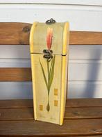 Vintage houten wijnkist - wijn kist / doos met bloem, Ophalen of Verzenden