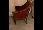Oude eiken stoel met wijnrode stof, Ophalen, Stof, 50 tot 75 cm