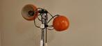 Vintage Oranje bollamp Vloerlamp met Twee Lampen, Ophalen of Verzenden, Gebruikt, Metaal, Retro