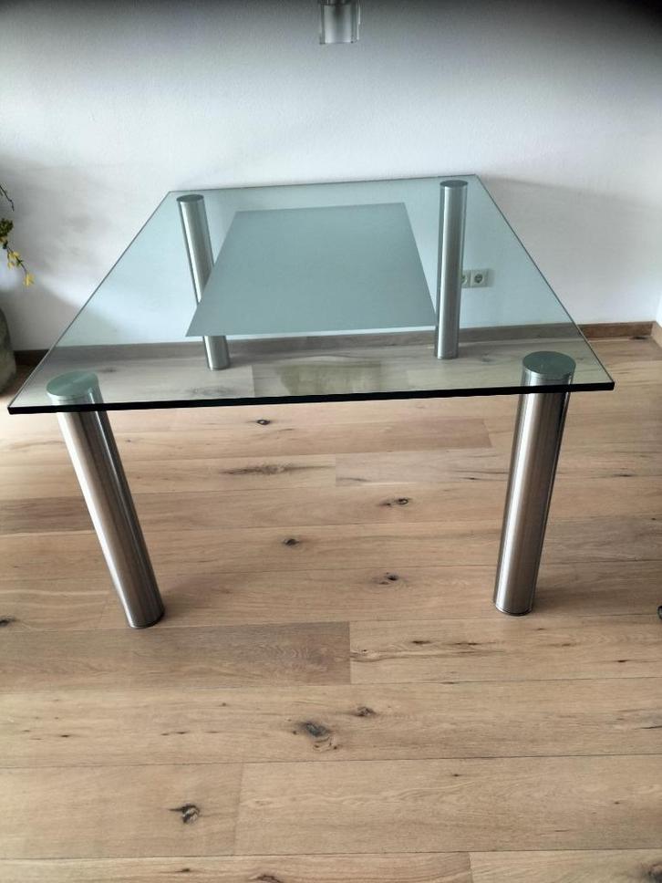 Moderne glazen eettafel 160X120 cm-zwaar en luxe uitstraling, Huis en Inrichting, Stoffering | Tapijten en Kleden, Gebruikt, 100 tot 150 cm