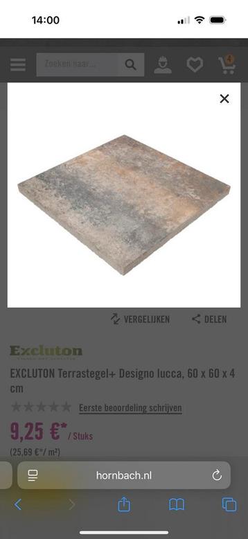Excluton Lucca 60x60x4 25st - 10m2 beschikbaar voor biedingen