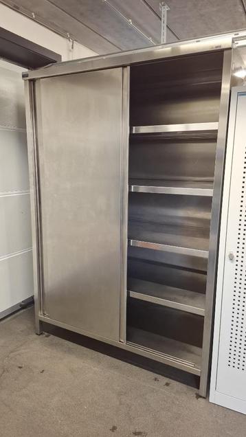 Professionele inox kast 202cm hoog met schuifdeuren beschikbaar voor biedingen