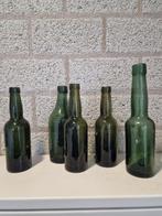 Vintage decoratie groene glazen flessen️, Ophalen of Verzenden, Groen, Glas, Minder dan 50 cm