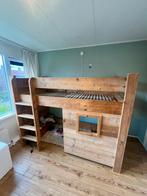 Houten Hoogslaper met Lattenbodem, Ophalen, 70 tot 85 cm, Zo goed als nieuw, Hoogslaper of Stapelbed
