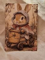Ansichtkaart. "Konijn/meisje muts/cape in karretje"., Verzenden, Nieuw