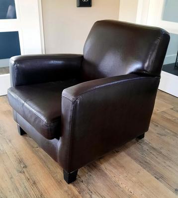 Leren fauteuil - donker bruin beschikbaar voor biedingen