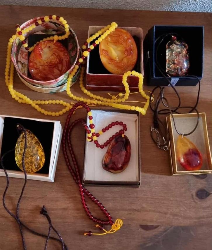 6 x Handgemaakte Natuurlijke Amber Hars Kettinghanger, Sieraden, Tassen en Uiterlijk, Kettingen, Nieuw, Overige materialen, Overige kleuren