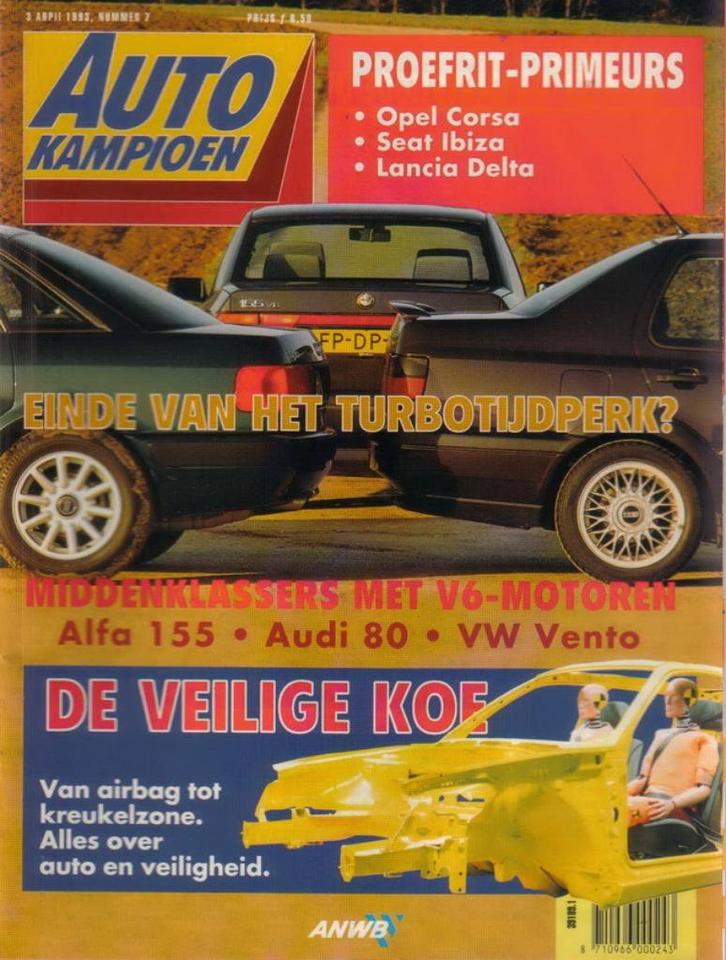 Autokampioen 7 1993 : VW Vento VR6 - Audi 80 2.6E - Alfa 155, Boeken, Auto's | Folders en Tijdschriften, Gelezen, Algemeen, Ophalen of Verzenden