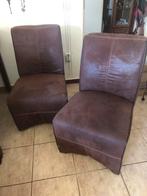 4 Bruine leren stoelen, Ophalen, Gebruikt, Twee, Bruin