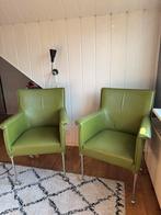 2 groene lederen eetkamerstoelen op wieltjes, Ophalen, Zo goed als nieuw, Overige kleuren