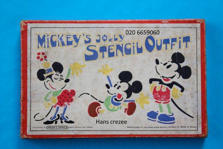 zoek oud mickey mouse sjablonen schablonen set spears 1930, Antiek en Kunst, Antiek | Speelgoed, Ophalen of Verzenden