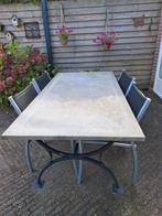 Tuinset met robuust tafelblad en 4 stoelen / Cuijk, Tuin en Terras, Tuinsets en Loungesets, Ophalen, Gebruikt