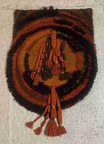 Handgeknoopt retro wandkleed jaren '70 oranje bruin 112/70, Gebruikt, Ophalen of Verzenden