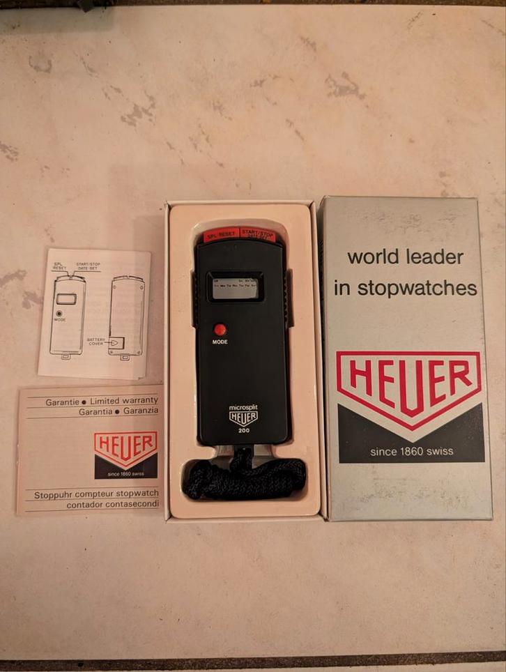 Heuer Microsplit 200 Stopwatch - Vintage, Sport en Fitness, Overige Sport en Fitness, Gebruikt, Ophalen of Verzenden