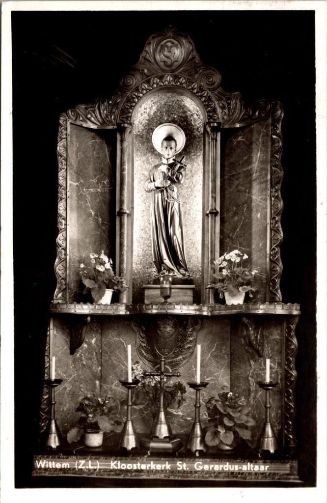 Wittem - Kloosterkerk St. Gerardus-altaar (1957), Verzamelen, Ansichtkaarten | Nederland, Gelopen, Limburg, 1940 tot 1960, Verzenden