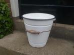 Antieke emaillen emmer wit emaille aker wateremmer, Antiek en Kunst, Ophalen of Verzenden