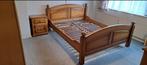 Mooi oud bed met nachtkastje, spiegelkast en spiegel, Huis en Inrichting, Ophalen, Wit, Tweepersoons, Zo goed als nieuw