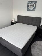 Bed EMMA boxspring 160 x 200 Dark Grey, Ophalen, Zo goed als nieuw, Tweepersoons, 160 cm