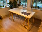 Ikea table top 160 x 80 with trestle legs, Huis en Inrichting, Zo goed als nieuw, 150 tot 200 cm, Rechthoekig, 50 tot 100 cm