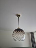 Hanglampen (3 stuks) met geribbeld glas olijfgroen, Ophalen, Zo goed als nieuw, Glas, Minder dan 50 cm