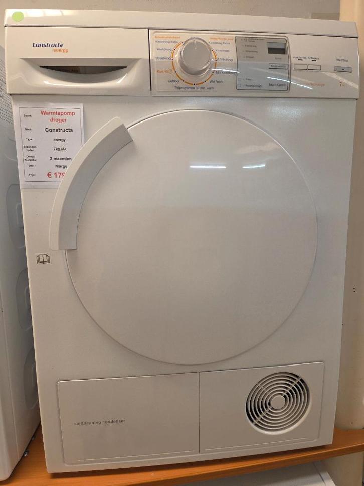 warmtepompdroger - Constructa - 7kg - A+, Witgoed en Apparatuur, Wasdrogers, Refurbished, Condens, Voorlader, 6 tot 8 kg, 85 tot 90 cm