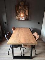 Mango Houten Eettafel met Metalen Onderstel, Huis en Inrichting, Tafels | Eettafels, Ophalen, Gebruikt, 50 tot 100 cm, Metaal