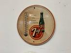 Vintage 7up Reclamebord met Thermometer, Reclamebord, Gebruikt, ., Ophalen of Verzenden
