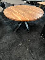 Eettafel acaciahout rond 130cm bruin, Info@savoireinteriors.com, 100 tot 150 cm, Rond, Ophalen of Verzenden