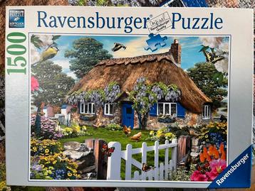 Puzzel Ravensburger 1500 stukjes, “Cottage in Engeland” beschikbaar voor biedingen