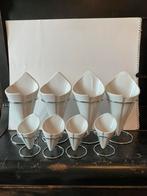 4 x punt zak patat, zakje friet van wit porselein + 4 x mayo, Huis en Inrichting, Ophalen of Verzenden