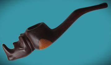 Pijp~Houten tabakspijp met kop Neushoorn~Afrikaans beschikbaar voor biedingen