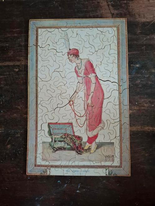 Antieke Parker Brothers Houten Legpuzzel, Hobby en Vrije tijd, Denksport en Puzzels, Gebruikt, Legpuzzel, Minder dan 500 stukjes