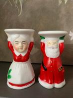 Vintage Kerstman & Vrouw Kaarsenstandaard, Ophalen of Verzenden, Gebruikt