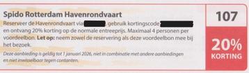 Spido Rotterdam Havenrondvaart. 20% korting. Postcode nr 107 beschikbaar voor biedingen