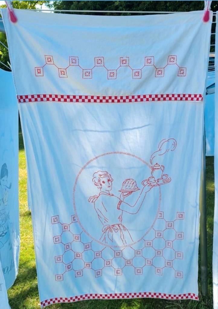 Verschillende brocante keukenrek doeken Zie omschrijving, Antiek en Kunst, Curiosa en Brocante, Ophalen of Verzenden