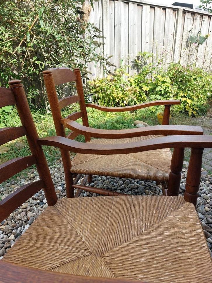 Vintage, heerlijke zittende stoeltjes 2 stuks, Huis en Inrichting, Stoelen, Zo goed als nieuw, Twee, Hout, Bruin, Ophalen