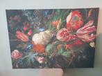 bloemen schilderij / canvas 100 x 70 cm, Ophalen, Zo goed als nieuw, Schilderij