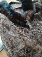 Vintage Bruine Lamsvacht Jas met Bontkraag, Maat 38/40 (M), Bruin, Ophalen of Verzenden, Vintage