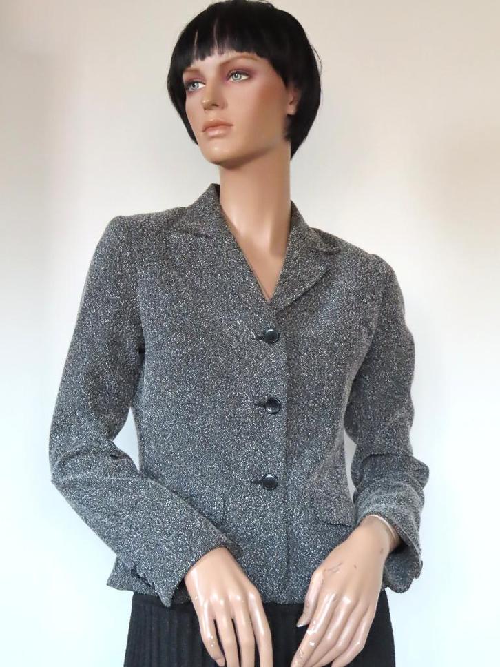 HENNES Zwart/Wit Gemêleerde Getailleerde Blazer/Jasje S 36, Kleding | Dames, Jasjes, Kostuums en Pakken, Zo goed als nieuw, Jasje