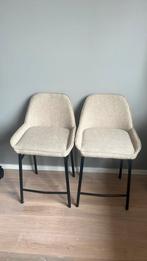 2x barstoel Joelle boucle Taupe, 2 krukken, Ophalen, Zo goed als nieuw, Met voetsteun