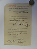 London and north western railway 23-2-1888 document, Gebruikt, Ophalen of Verzenden, Trein, Kaart of Prent