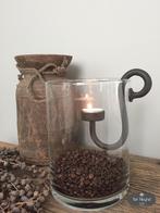 Smeedijzeren S glashaak hangkandelaar waxine stoer landelijk, Huis en Inrichting, Woonaccessoires | Kandelaars en Kaarsen, Overige materialen