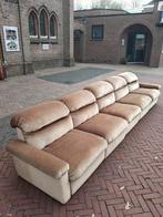 Vintage zandkleurige velvet elementenbank 6delen, Huis en Inrichting, Ophalen, Zo goed als nieuw, Vierpersoons of meer